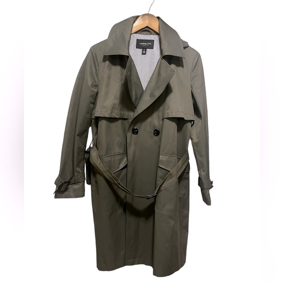 London Fog Jackets & Blazers - London Fog Double Breasted Hooded Olive Green Trench Coat